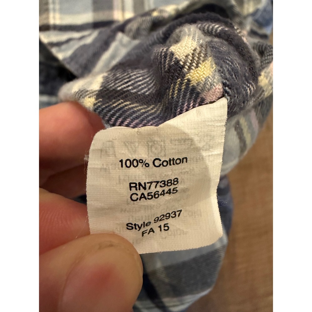 J.Crew Flannel Shirt Mens L Blue Plaid Slim Fit Cotton Long Sleeve 92937 - Picture 4 of 6